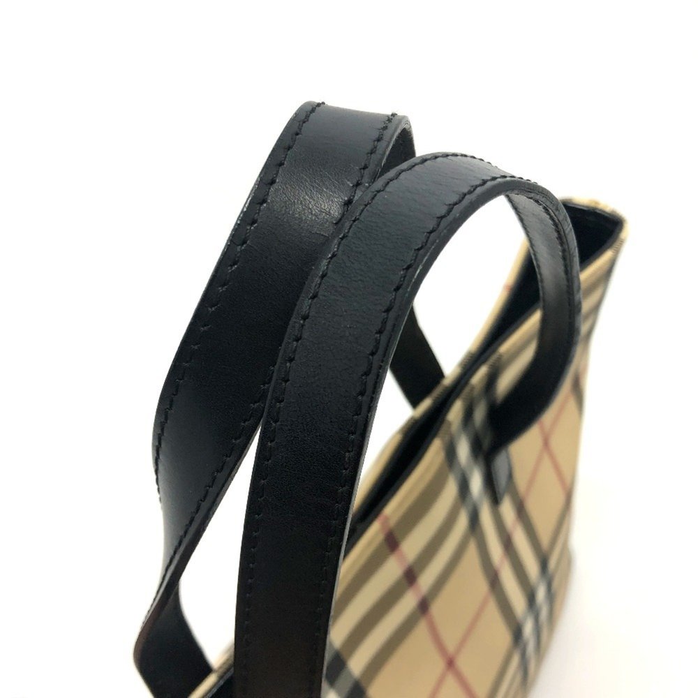 BURBERRY Check Tote Bag in PVC/Leather, Women's, Beige - Picture 10 of 14